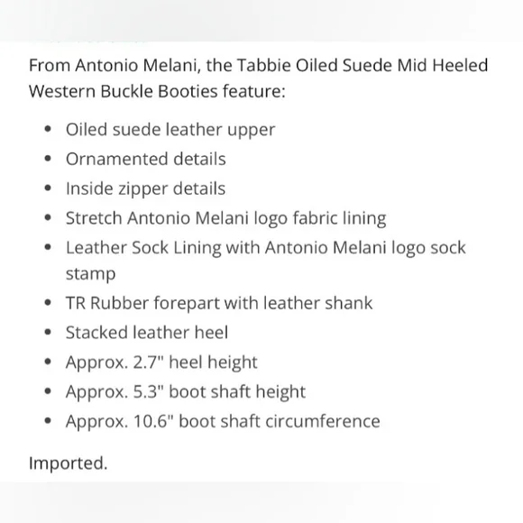 NEW Antonio Melani Tabbie Oiled Suede Mid Heeled Western Buckle Bootie Pecan Pie